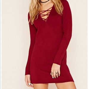 Maroon sweater dress